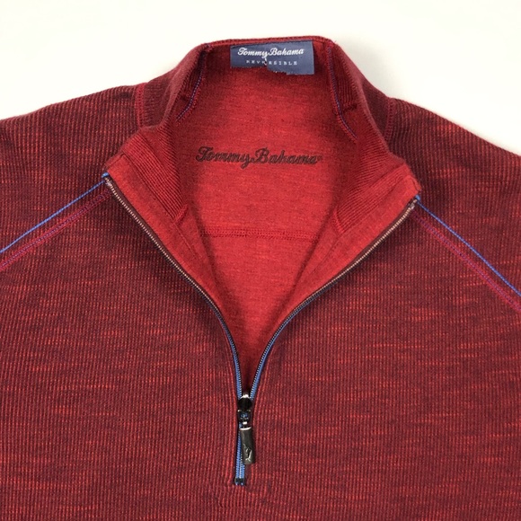 ❌SOLD❌ Tommy Bahama Reversible 1/4 Zip Sweater L - Picture 2 of 6